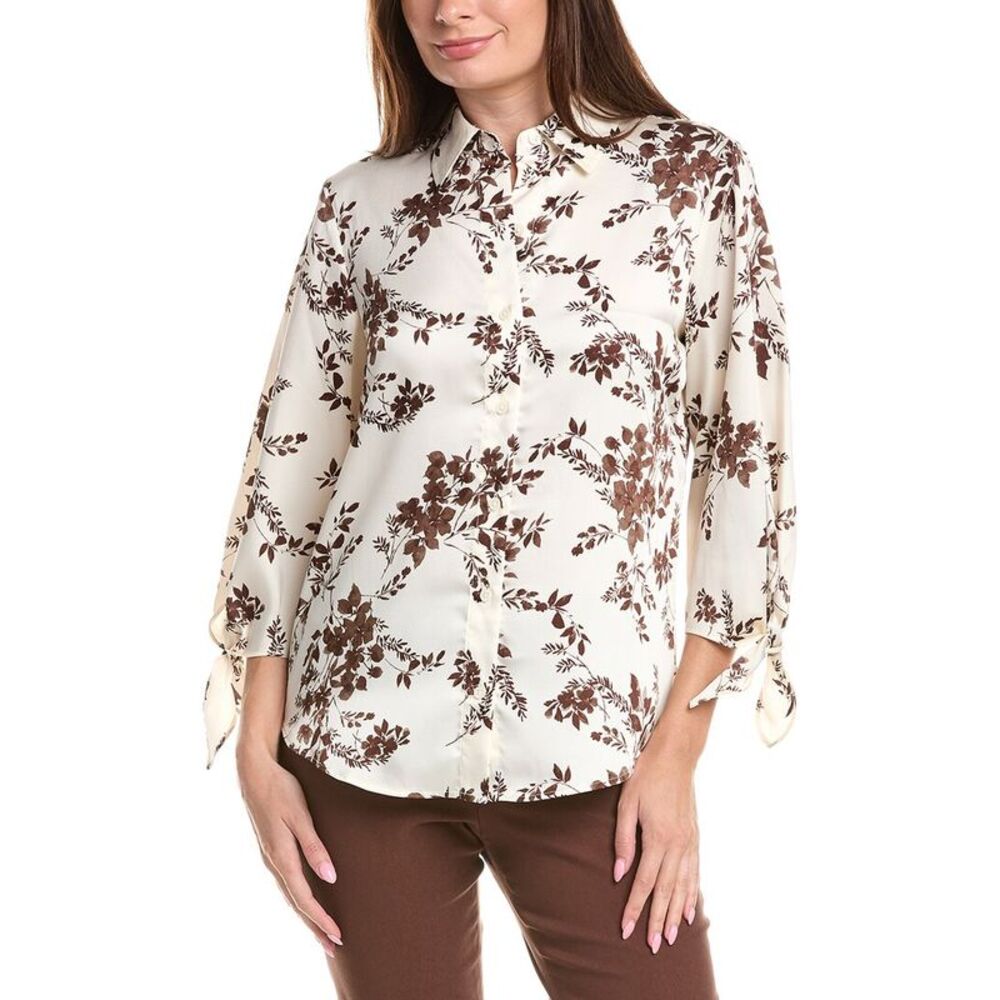 Jones New York Womens  Printed Blouse Top, White
